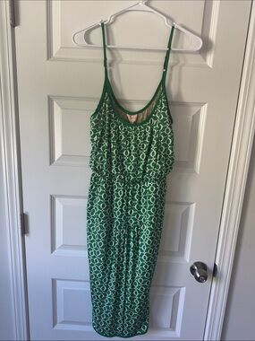 Tracy Reese Green and White Circle-Print Sleeveless Dress